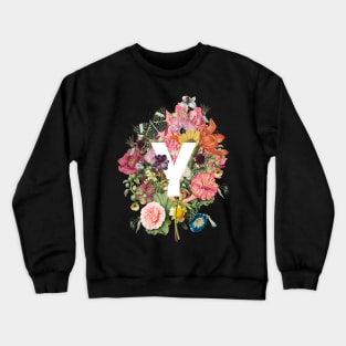 Letter Y with Vintage Flowers Crewneck Sweatshirt